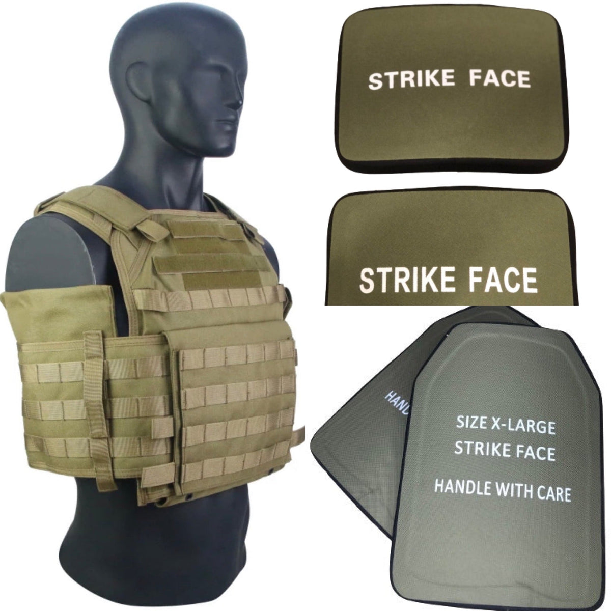 BIG BOY VEST XL COMBO PACKAGE LIGHTWEIGHT LEVEL IV (2) 10x13.5 Front/Back Plates (2) 8x6 Side Plates (LVL IV Ceramic)
