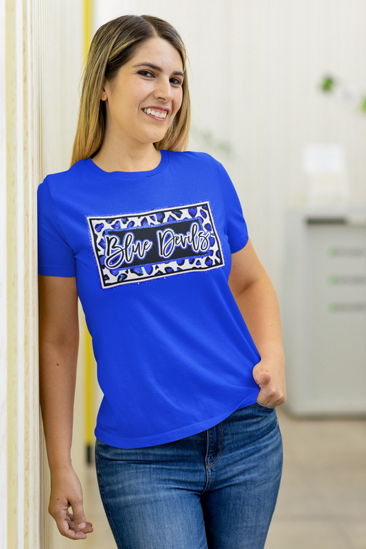 Blue Devils Glitter-ish Cow Print design