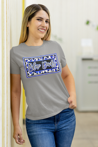 Blue Devils Glitter-ish Cow Print design
