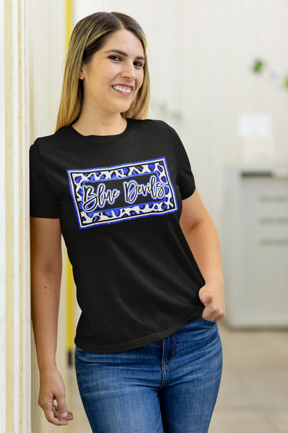 Blue Devils Glitter-ish Cow Print design