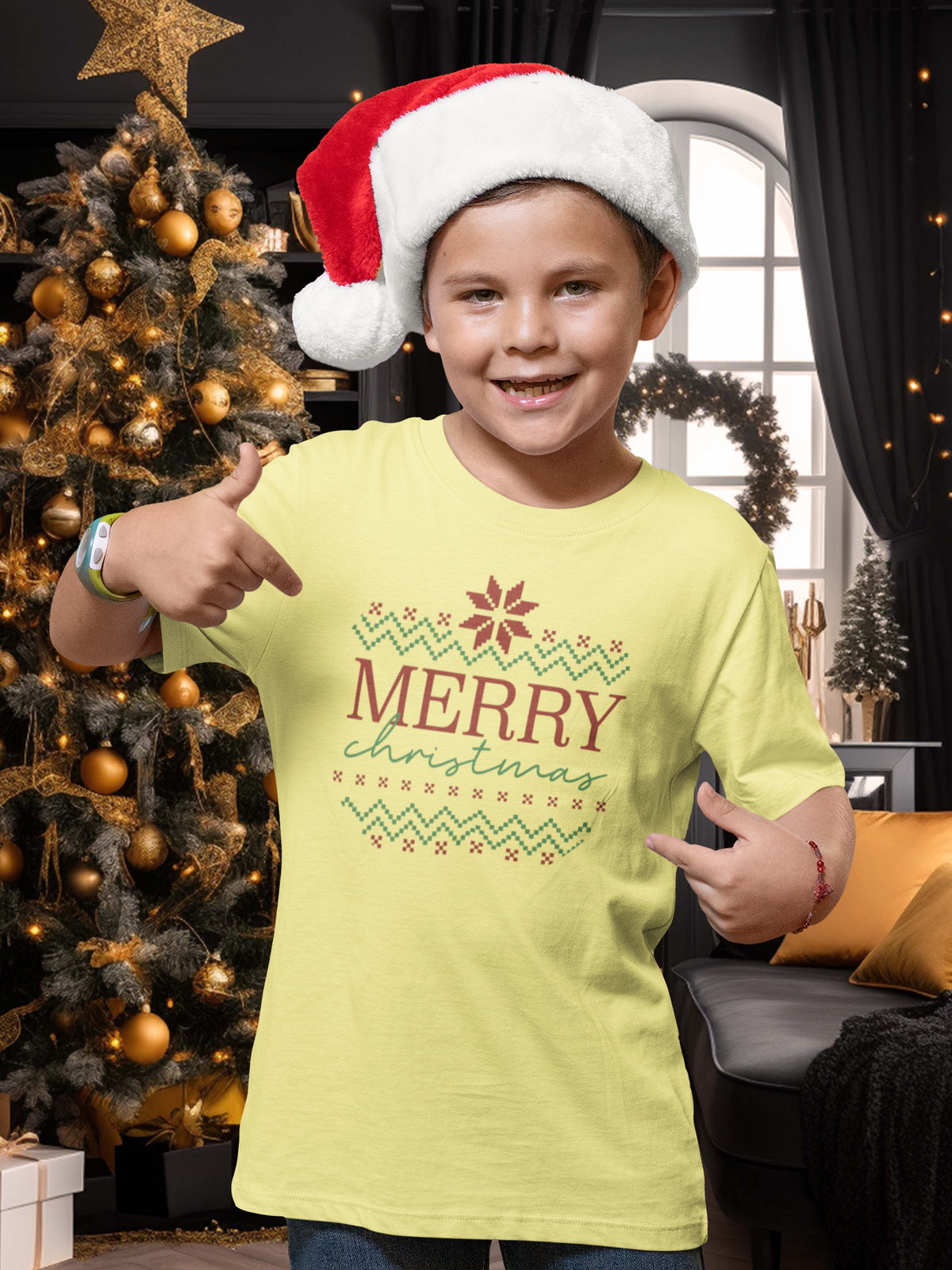 Merry Christmas Ugly Sweater stitch style tshirt